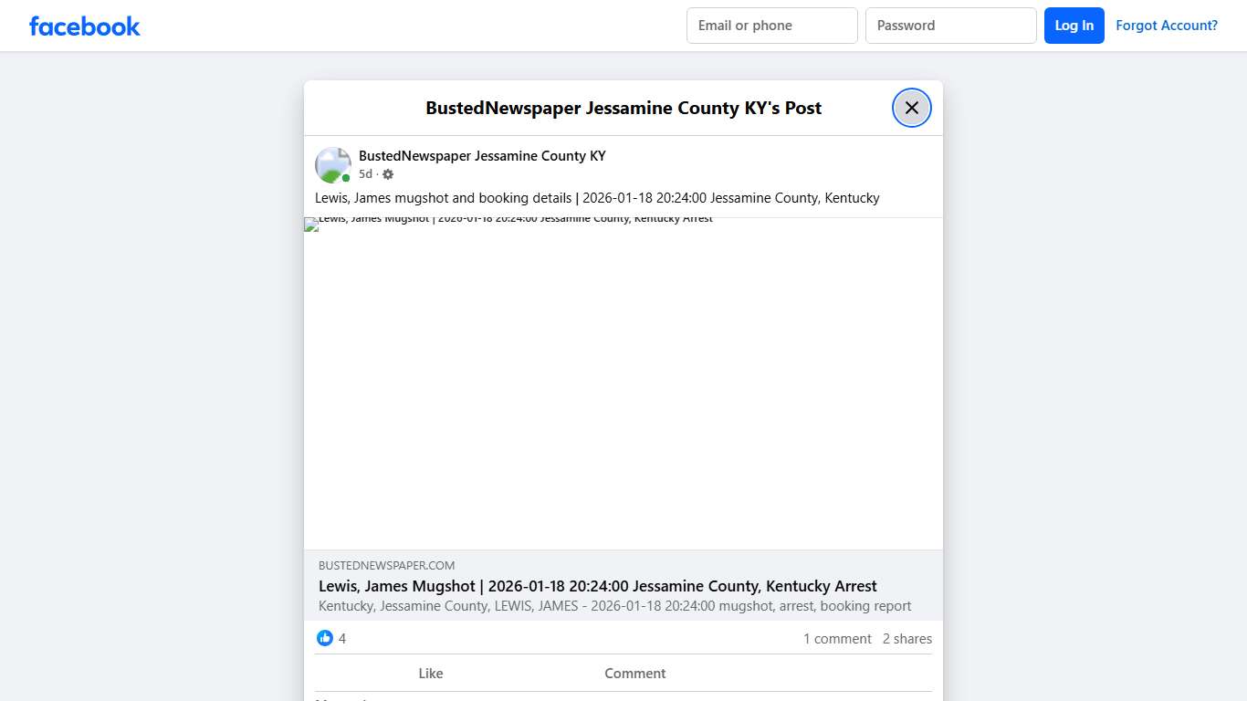 Lewis, James mugshot... - BustedNewspaper Jessamine County KY Facebook